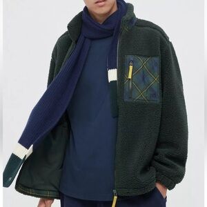 JW Anderson X Uniqlo Green Plaid Fleece Sherpa Jacket Sweater XL
